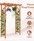 Wood Garden Arbor Archway Pergola 84 Inch Outdoor Structure With Decorative Hanging Roof And Side Climbing Trellis showcasing frame features
