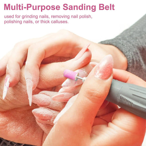 Using 190 Piece Nail Drill Sanding Bands And Drill Bits Kit With 80 120 180 And 240 Grits on acrylic nails