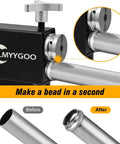Bead Roller Tubing Beader Tool For Intake And Intercooler Tubing, Fits Five Eighths Inch ID And Larger Tubing, shown in use.