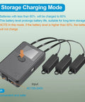 Display Parallel Battery Charger With Storage Mode For DJI Mini 4 Pro, Mini 3, And Mini 3 Pro with three batteries connected