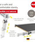 Aluminum Staircase Platform With Height Adjustable Telescopic Rails And Feet Built In Bubble Level Two Hand Safety Release