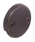 Lift And Turn Bath Drain Plug Kit With Two Hole Overflow Faceplate In Oil Rubbed Bronze, Durable Brass Hardware, close-up view