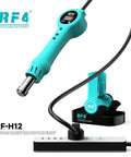Integrated Hot Air Rework Gun With Sleep Dock For Tight Spaces shown with LCD display and docking station in teal color.