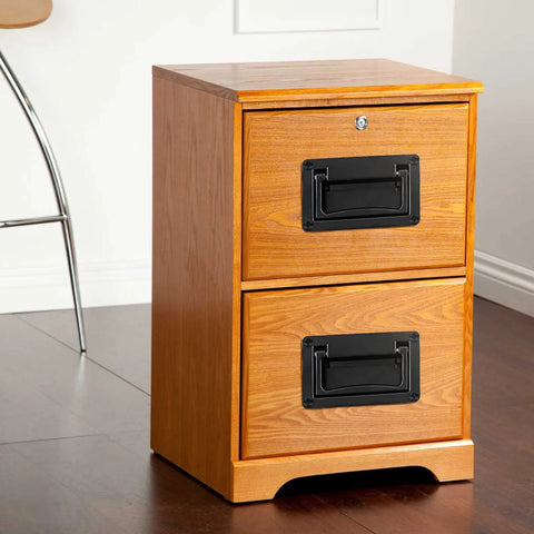 Wooden file cabinet with concealed recessed pull handle in black zinc alloy flush mount hidden door hardware for cabinets 95mm x 60mm.