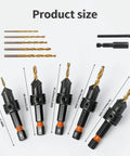 Premium Dope Wood Countersink Drill Bit Set With Titanium Coated HSS, Magnetic Extension, and Hex Key Wrench, Sizes 4 6 8 10 12