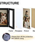 Exploded view of Double 4x6 Picture Frame Vertical From Engineered Wood With Plexiglass Bifold Photo Frame For Tabletop Display