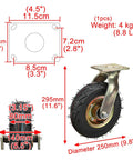 Heavy Duty Pneumatic Caster Wheels 5 Pack With Smooth Rollin Rubber Tires And Kickin Cold Rolled Steel Brackets dimensions and details.