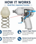 Slick Air Throttle Valve And Trigger O Ring Replacement for pneumatic impact wrench showing valve and spring mechanism.