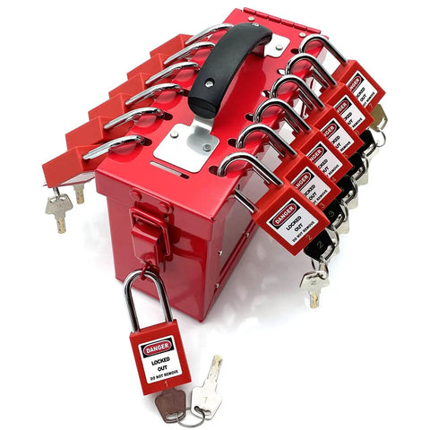 Lockout Tagout Box Kit Set Of 3 Portable Padlock Boxes With Transparent Acrylic Sides For Quick Visual Checks Heavy Duty Steel Construction Group LOTO Boxes For On Site Maintenance And Team Safety Compliance