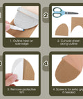 Steps to apply 4 Pack Self Stick Shoe Sole Repair Pads Non Slip Heel Protectors for Men and Women Durable Rubber Replacement Pads in Black and Khaki Easy Peel and Stick Shoe Sole Care