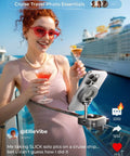 MagSafe Phone Holder For Air Travel Compact Travel Gadget used onboard cruise ship capturing solo photo with drink in hand