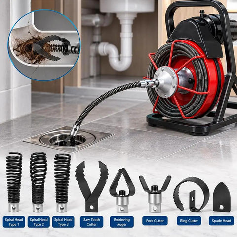 Crush Nasty Drain Backups Fast With This Badass Eight Piece Auger Cutter Head Set Compatible With General Mini Rooter for home plumbing.