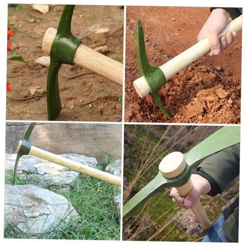 Steel Gardening Pickaxe Handle Digging Tool For Vegetable Farming And Outdoor Yard Work Durable Garden Hoe in use