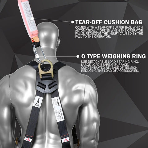 Heavy Duty Six Foot Shock Absorbing Lanyard Featuring Single Snap Hook Plus Dual Rebar Scaffolding Connectors Rock Solid Fall Protection Gear Osha Approved Top Tier Jobsite Ready