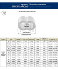 Knockout Performance Aluminum Crimping Loop Sleeve Wire Rope Ferrule Cable Tie Kit double hole specifications with dimensions and sizes.