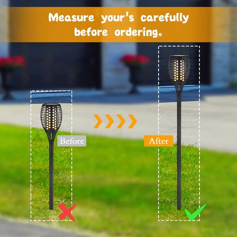Comparison of old and new stakes from the 8 Pack Solar Light Stake Replacement Kit With Extension Poles And Joint Connectors For Outdoor Garden Backyard Twelve Inch Tall Stakes And One Inch Diameter Poles For Easy Install on grass.
