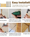 Set Of Eight Premium Wooden L Brackets For Floating Shelves With Mounting Screws detailed installation steps with drill and screws.
