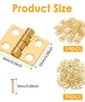 24 Pcs Dollhouse Hinges 10x8mm 180 Degree Stainless Steel Gold Tiny Hinges For Miniature Furniture And Jewelry Boxes With 96 Screws Included By SynHHnergyx