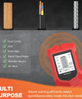 Kavolet Stud Finder Wall Scanner detecting wood beams, AC wires, and metal pipes on a wall with LCD display.