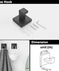 Four Piece Black Stainless Steel Bathroom Accessory Set With 23.6 Inch Towel Bar 8.2 Inch Towel Bar Toilet Paper Holder And Hooks Wall Mounted For A Sleek Dope Home Upgrade robe hook with dimensions and screws