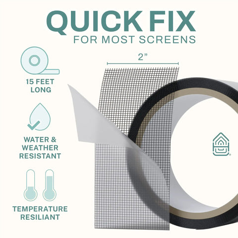 2 Inch By 15 Foot Waterproof Fiberglass Screen Repair Tape Roll for windows doors patio and pool screens.