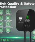 Image of Level 2 EV Charger With 40A 240V Output And NEMA 14-50 Plug, showing safety features and charging status.
