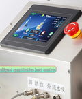 No Fuss Automatic Liquid Bottle Filling Machine With Drip Proof Stainless Steel Nozzle showing LCD control panel and emergency stop button.