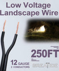 Low Voltage Landscape Lighting Wire 12 Gauge 2 Conductor Direct Burial Outdoor Cable 250 Feet 100 Percent Copper Flexible