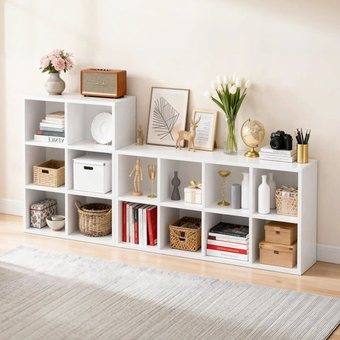 8 Cube Storage Organizer Stackable Modular Shelf For Living Room And Office Fits 11 By 11 Inch Bins Versatile White Space Saver