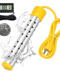 1500W Portable Immersion Water Heater With Digital Lcd Screen And Heavy Duty Stainless Guard Plug And Play Rig for quick heating.