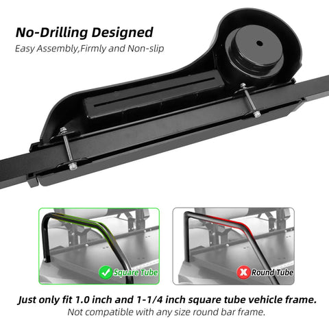 Golf Cart Armrest With Cup Holder And Rear Seat Rests For EZGO Club Car Yamaha, no-drill design, fits square tube frames.