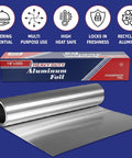 Heavy Duty 18 Inch Wide Aluminum Foil Roll, 500 Feet, Food Safe, Tear Resistant for Cooking, Grilling, and Roasting