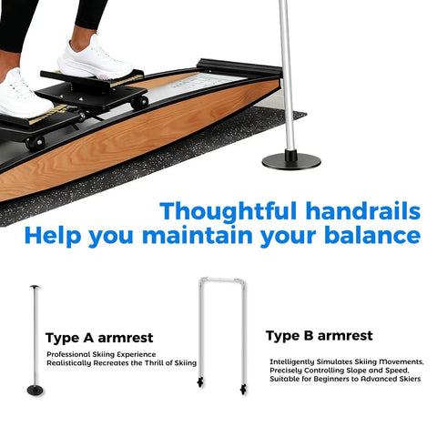 Indoor Skiing Simulator For Home Workouts with ergonomic poles and side-to-side sliding for balance and reflex training