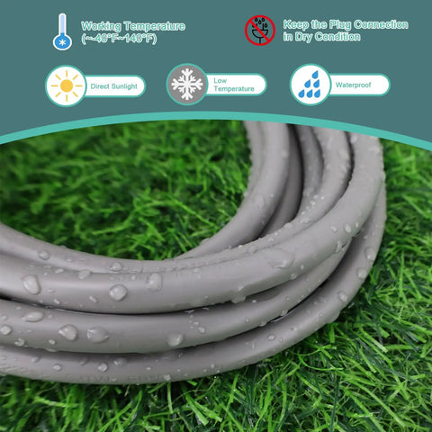 8 Ft Outdoor Extension Cord 12/3 SJTW Heavy Duty Gray Cable With 3 Prong Grounded Plug For Lawn Garden And Home Appliances, waterproof