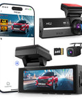 Dual Dash Cam Front And Rear For Cars 4K Plus 2K Video With 64GB Card Included 5G Wi Fi And App G Sensor 3.2 Inch Screen