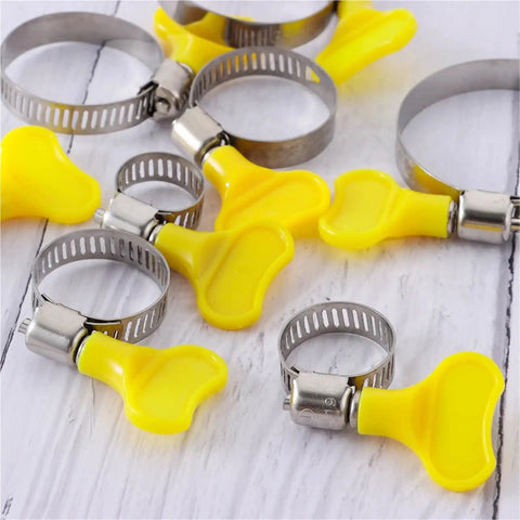 Ultimate 50 Pcs Stainless Steel Hose Clamp Assortment Kit With Adjustable Worm Gear Fasteners For Water Fuel Air Lines That Seal Like A Champ. stainless steel worm gear hose clamps with yellow handles