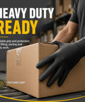 Heavy Duty Black Nitrile Gloves Rock Solid 8 Mil Thick Disposable Latex Free Powder Free Work Gloves For Mechanics And Diy Jobs Box Of 100 Medium Size handling a box for daily tasks.