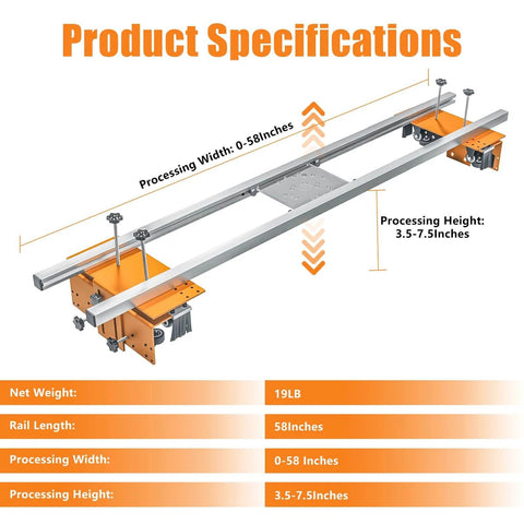 58 Inch Router Sled For Flattening Slabs, Pro Grade 3 Axis Adjustable High Precision Slab Flattening Jig For Woodworking, Heavy Duty Router Guide