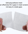 Hands holding Strong Adhesive Screen Repair Tape For Windows And Doors No Tool Needed Quick Fix For Tears And Cracks Self Adhesive Backing