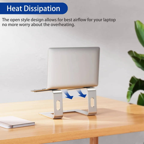Aluminum Laptop Stand With 6 Inch Elevation, Ergonomic Detachable Notebook Riser for 10 to 15.6 Inch Laptops showing heat dissipation.