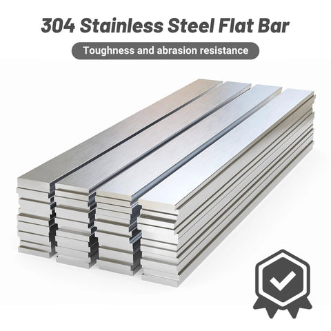 304 stainless steel flat bar with brushed finish, 1/8 in thick, 1 in wide, 16 in long, stacked bundles