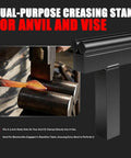 Dual-purpose creasing stake from One Inch Blacksmith Anvil Hardy Hole Tools Set with hot metal forging action shown.
