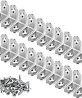 20 Pack L Bracket Corner Brace Set In Stainless Steel 30mm By 30mm 2mm Thick Right Angle Joints With Rust Resistant Round Ends Countersunk Holes Includes 40 Screws For Wood Cabinets And DIY Furniture Projects