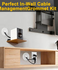 In-Wall Cable Management Kit For TV With 2 Wire Pass-Throughs And 1 Hole Saw Drill Attachment White Cord Concealer wall setup