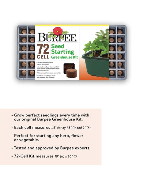 Indoor Seed Starting Kit With Dome Greenhouse For Herbs, Veggies And Flowers, 72-cell seed starter tray with coir pellets.