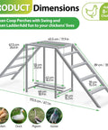 Chicken Coop Perch With Swing And Ladder Set For Backyard Farms Wooden Roosting Bar For 6 To 8 Chickens with dimensions labeled