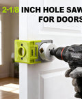 Using Door Lock Installation Kit For Metal And Wood Doors With Adjustable Guide Template And Bi Metal Hole Saw Set 1 3 8 To 1 3 4 Inches