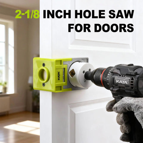 Using Door Lock Installation Kit For Metal And Wood Doors With Adjustable Guide Template And Bi Metal Hole Saw Set 1 3 8 To 1 3 4 Inches