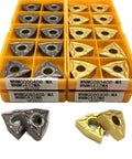 Solid Carbide Turning Indexable Insert Holder For Metal Lathe And CNC External Cutting Tools WNMG080408 Grade MA 15TF with assorted inserts.
