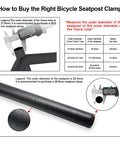 Guide for selecting the right Bike Seat Post Clamp Aluminum Alloy Quick Release Collar for different frame and seatpost sizes.